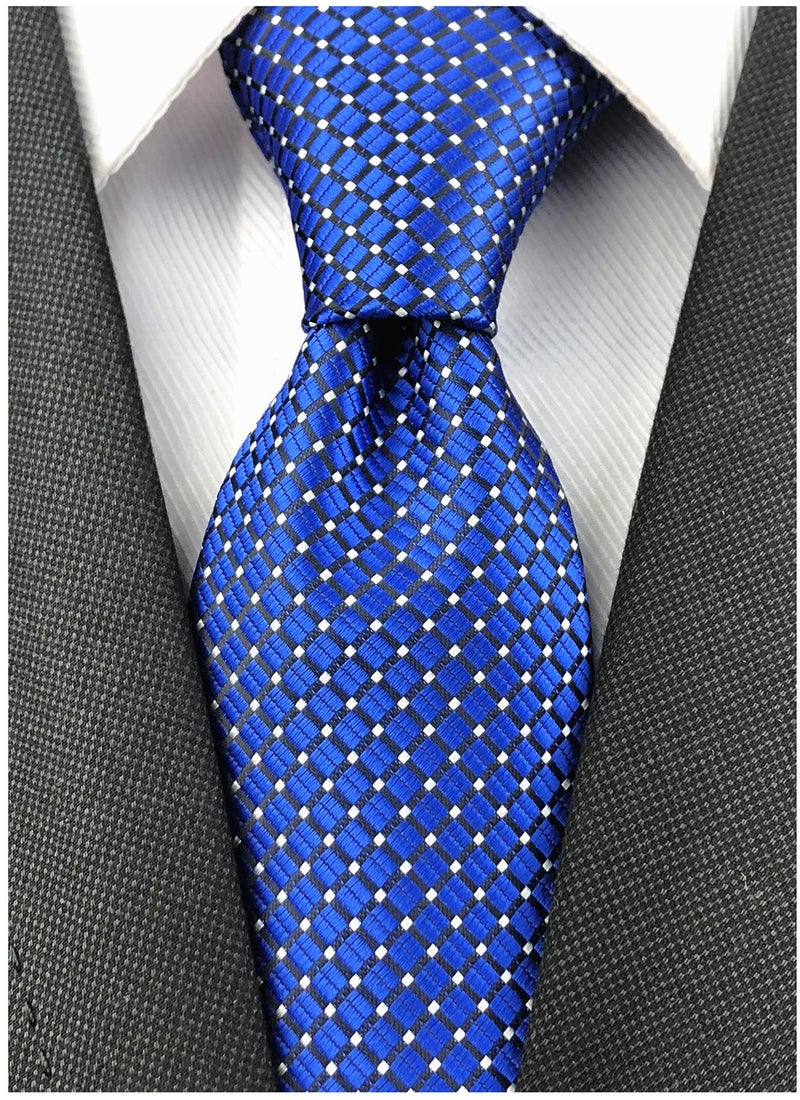 Elfeves Men Royal Blue Neckties Vintage Silk Cravat Woven Leisure Fashion Designer brand Ties - Image 2